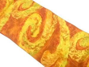 唐草に氷割れ模様織り出し　名古屋帯